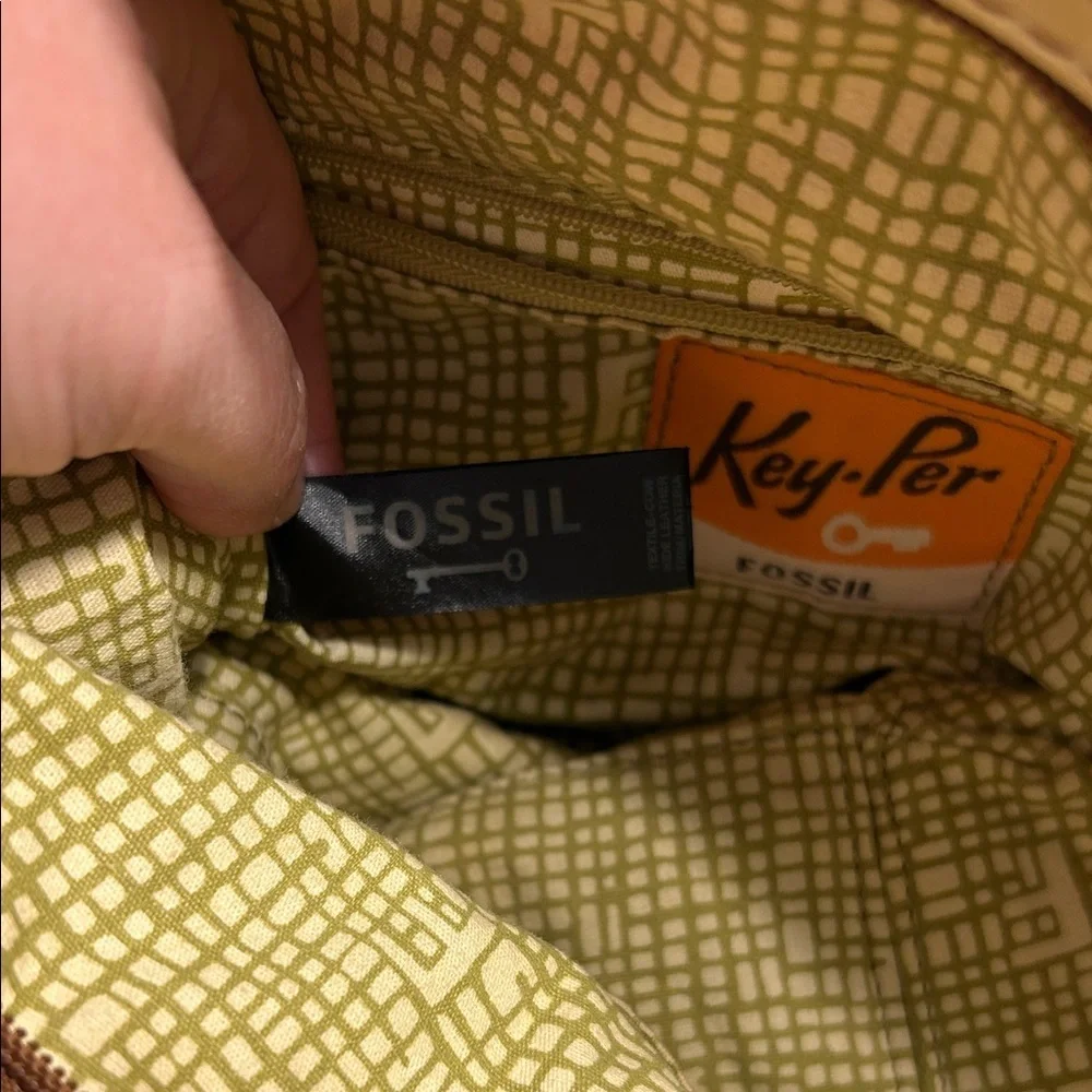 Fossil Coated Canvas Shoulder Bag with Cowhide Leather Trim